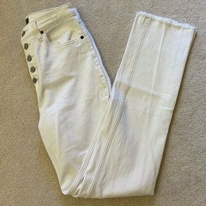 Abercrombie Ultra High Rise Straight Leg White Jeans